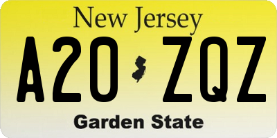 NJ license plate A20ZQZ