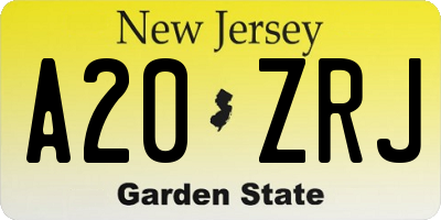 NJ license plate A20ZRJ