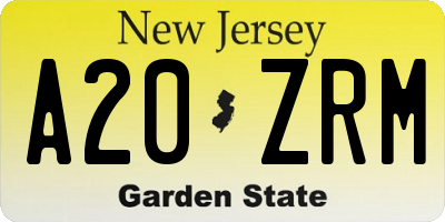 NJ license plate A20ZRM