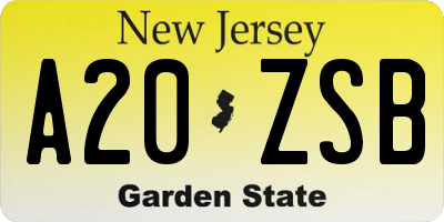 NJ license plate A20ZSB