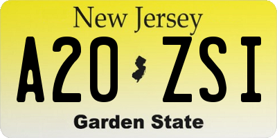 NJ license plate A20ZSI