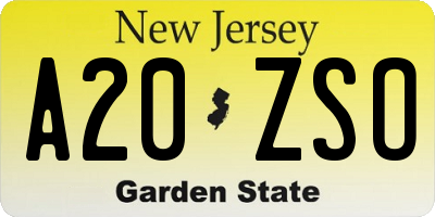 NJ license plate A20ZSO