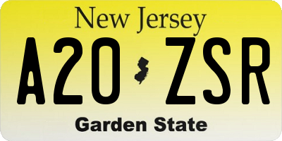 NJ license plate A20ZSR