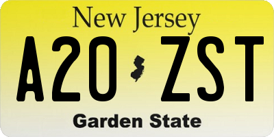 NJ license plate A20ZST