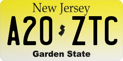 NJ license plate A20ZTC