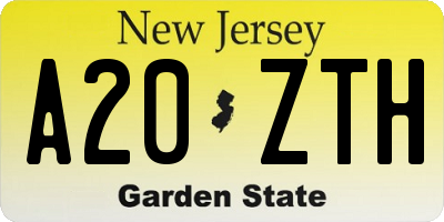 NJ license plate A20ZTH