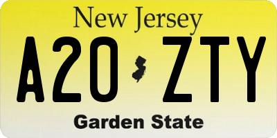 NJ license plate A20ZTY