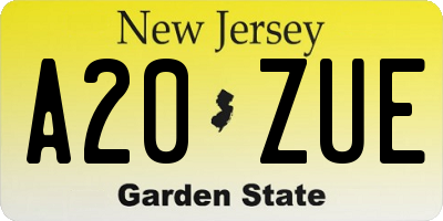 NJ license plate A20ZUE