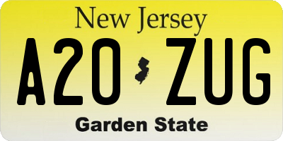 NJ license plate A20ZUG
