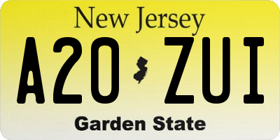 NJ license plate A20ZUI