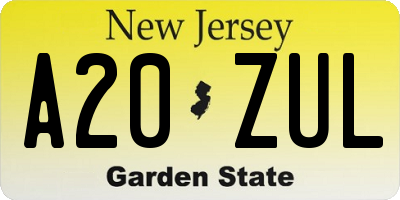 NJ license plate A20ZUL