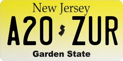 NJ license plate A20ZUR
