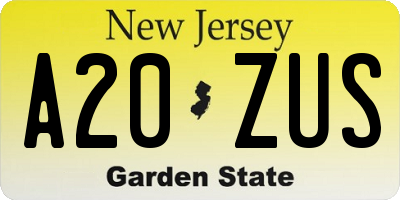 NJ license plate A20ZUS