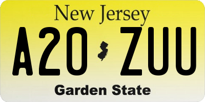 NJ license plate A20ZUU