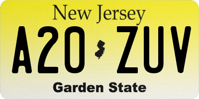 NJ license plate A20ZUV