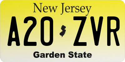NJ license plate A20ZVR