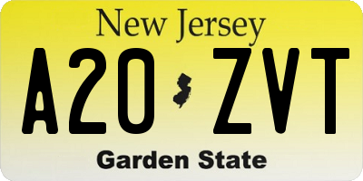 NJ license plate A20ZVT