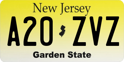 NJ license plate A20ZVZ