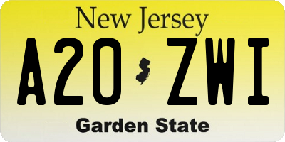 NJ license plate A20ZWI