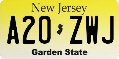 NJ license plate A20ZWJ