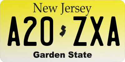 NJ license plate A20ZXA
