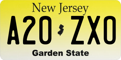 NJ license plate A20ZXO