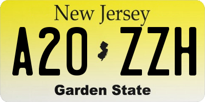 NJ license plate A20ZZH