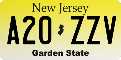 NJ license plate A20ZZV
