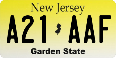NJ license plate A21AAF