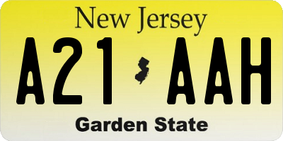 NJ license plate A21AAH