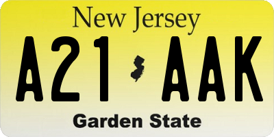 NJ license plate A21AAK