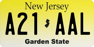 NJ license plate A21AAL