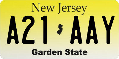 NJ license plate A21AAY