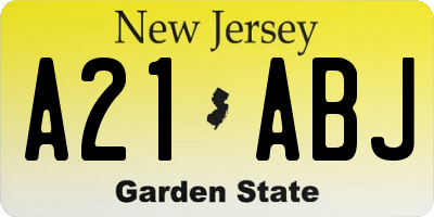 NJ license plate A21ABJ