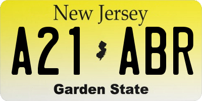 NJ license plate A21ABR