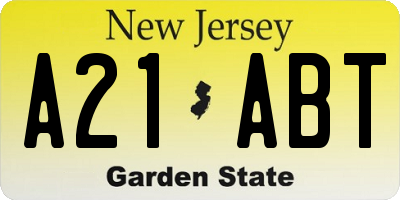 NJ license plate A21ABT