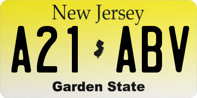 NJ license plate A21ABV