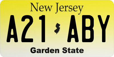 NJ license plate A21ABY