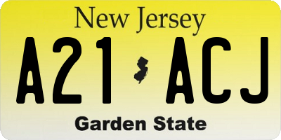 NJ license plate A21ACJ