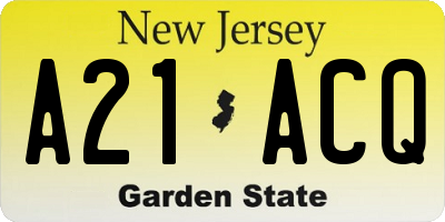 NJ license plate A21ACQ