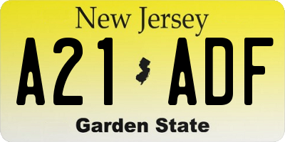 NJ license plate A21ADF