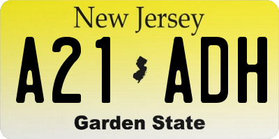 NJ license plate A21ADH