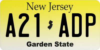 NJ license plate A21ADP