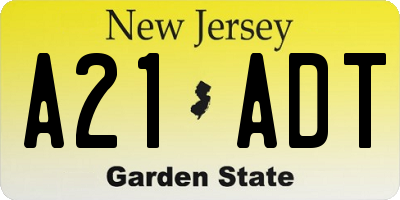 NJ license plate A21ADT