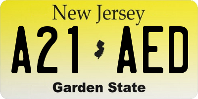 NJ license plate A21AED