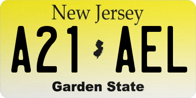 NJ license plate A21AEL