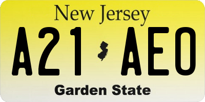 NJ license plate A21AEO