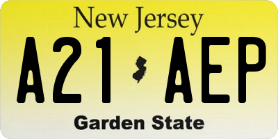 NJ license plate A21AEP