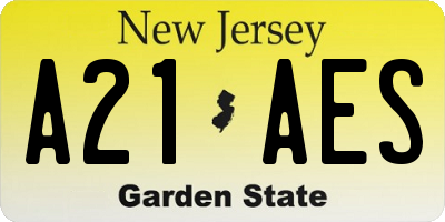 NJ license plate A21AES
