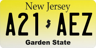 NJ license plate A21AEZ